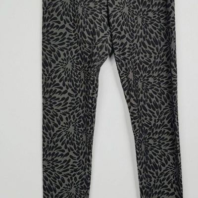 METALICUS AUSTRALIA GRAY & BLACK LEAF / FLORAL PRINT LEGGINGS - SIZE MEDIUM