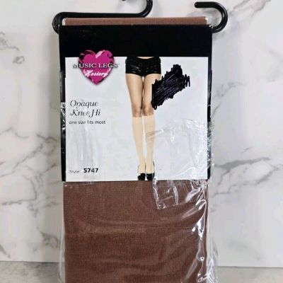 MUSIC LEGS Brown OPAQUE Basic Knee Highs STOCKINGS Pantyhose 5747 One Size