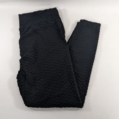 AQ Sport Butt-Scrunch Textured Honeycomb Waffle Black Leggings Size 3X