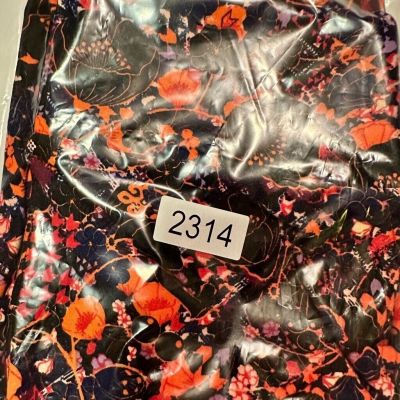 LuLaRoe Black Neon Orange Floral Flower Purple Red Women's Leggings One Size OS