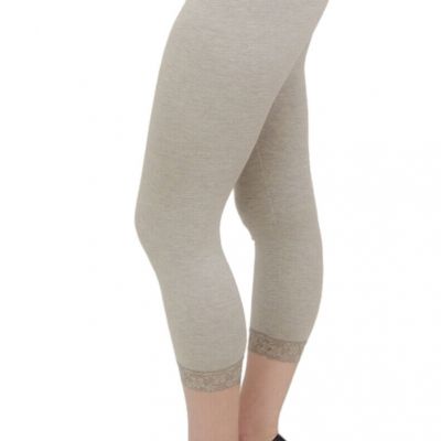 Vivian's Fashions Capri Leggings - Cotton, Lace (Misses and Misses Plus Sizes)