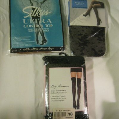 LOT VERA WANG Tights LEG AVENUE Scrunch Sock SILKIES Ultra Control Top Pantyhose