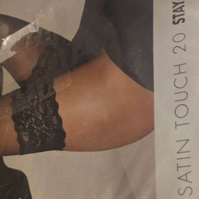 WOLFORD Satin Touch Stay-Up Stockings, NEAR BLACK LARGE  NWT SGIPPING FREE