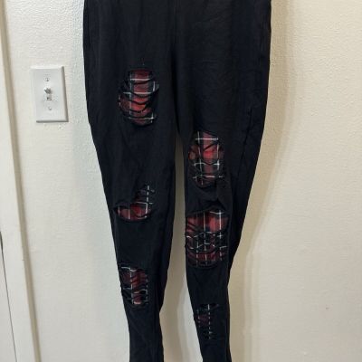 Torrid Leggings Distressed With Plaid. Grunge. Plus Size 0. Black.