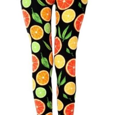 Citrus Fruit Leggings Oranges Lemons Limes Super Cute Regular And Plus Sizes