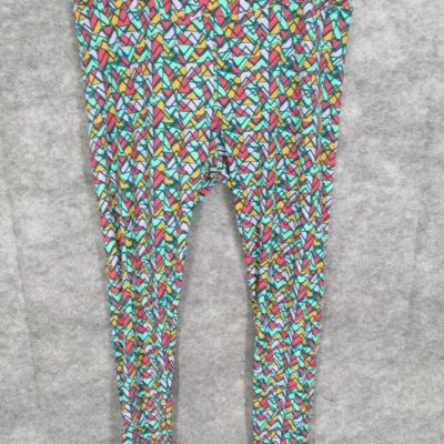 LulaRoe Leggings Women Tall & Curvy Polyester Geometric Print Multicolor Pull On