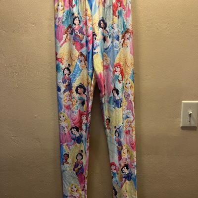 Disney Princess Polyester Spandex Yoga Leggings Yellow/Multi Womens Size S