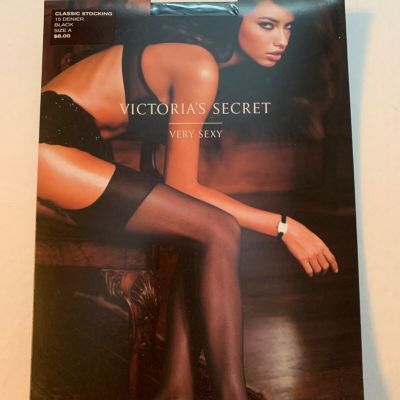 Victoria's Secret Very Sexy Classic Stocking Black Size A NEW One Pair