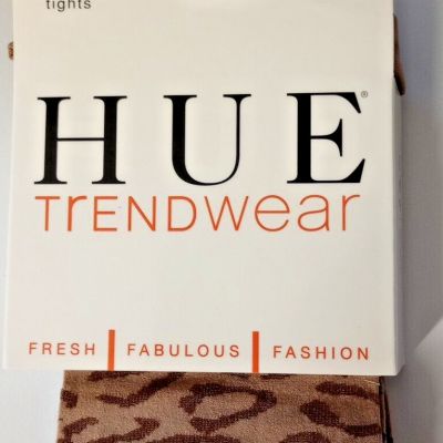 LADIES HUE TRENDWEAR LEOPARD DESIGN TIGHTS CONTROL TOP SIZE S/M CAMEL BROWN NWT