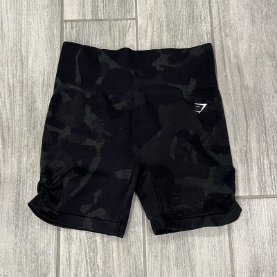 GymShark Black Camo Athletic Workout Biker Shorts Women Small Bin K-48