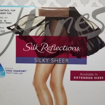 Silk Reflections Control Top Pantyhose Barely There Size AB Wicking Cool Comfort