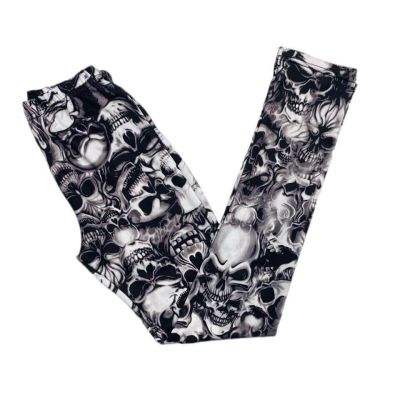 Black & White Skull Printed Halloween Goth Leggings