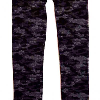 Women's Fleece Lined Leggings Black Camo Print Wide Waistband Small New