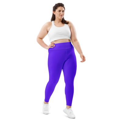 All-Over Print Plus Size Leggings - Royal Purple Plus size leggings