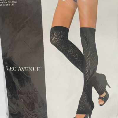 Leg Avenue Crochet Heart Pattern Thigh High Leg Warmers #3770  (90-160 LBS.)