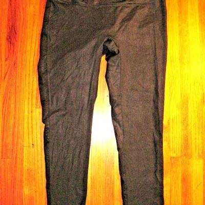 Diane Gilman DG2 Black Leather Look High Waist Spandex Leggings Size Large New