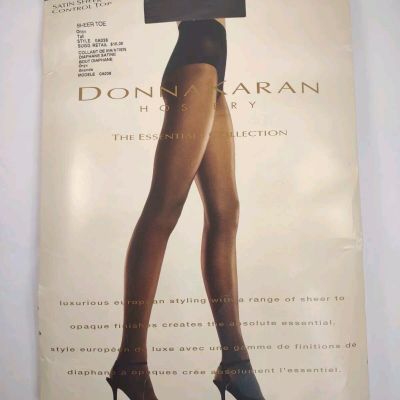 NEW DONNA KARAN Essential Collection Sheer Toe Control Top Pantyhose  Onyx Tall