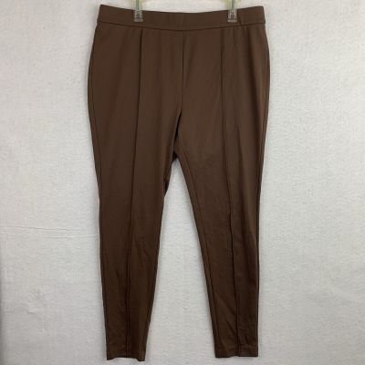 Isaac Mizrahi Live Legging Womens Large  Brown Regular Stretch Knit Pintuck