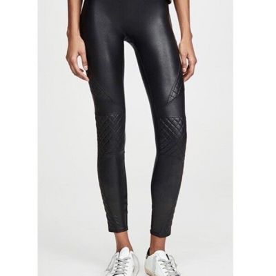 SPANX Quilted Faux Leather Leggings Black Women’s Medium