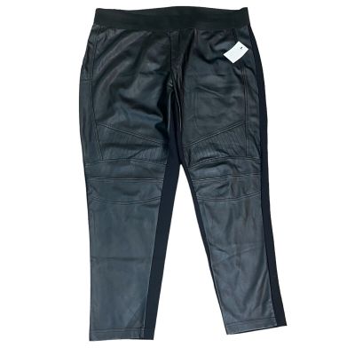 Eloquii Womens Faux Leather Moto Leggings Ponte Knit Black Side Zip Size 24
