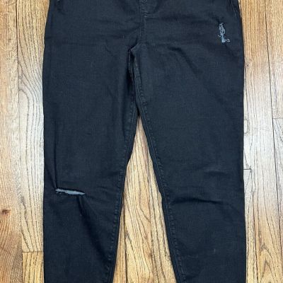 Spanx Vintage Distressed Skinny Ankle Jeans Black Slimming Women’s Sz XL 32x28