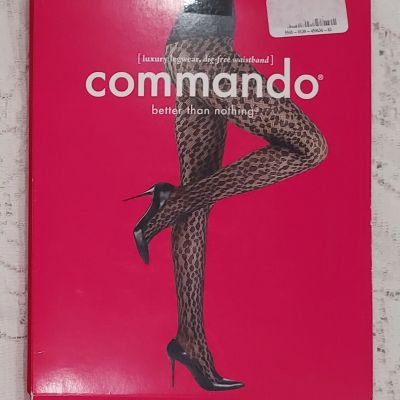 Commando Leopard Print Net Tights Small Black Legwear Pantyhose Nylon Spandex