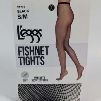 L'eggs Fishnet Tights Soft Size Small / Medium Black 21777 1 Pair Made in Italy