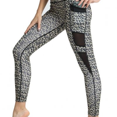 Women High Waist Yoga Sport Leggings with Deep Pocket - L1 Leopard - Small