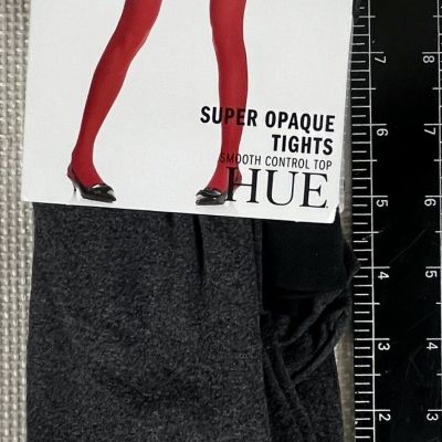Hue Womens Super Opaque Tights w/ Control Top Graphite Heather 1 Pair Size 2 NEW