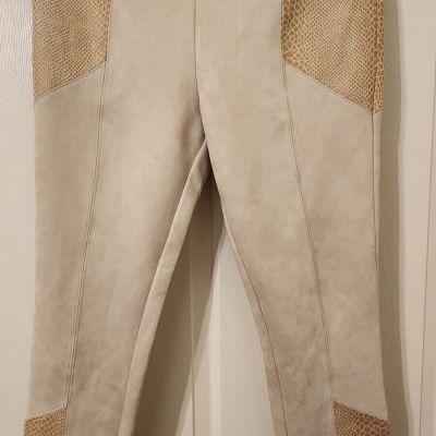 Marc New York Leggings Snake Faux Suede Full Control Waistband M NWT Beige