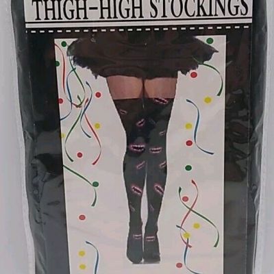 Nwt Womens Thigh High Stockings Vampire Teeth Black Red White One Size Fits Most