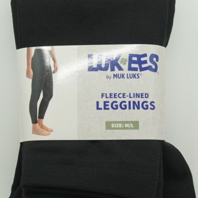 Muk Luks Lukees Fleece-Lined Leggings Size M/L Black