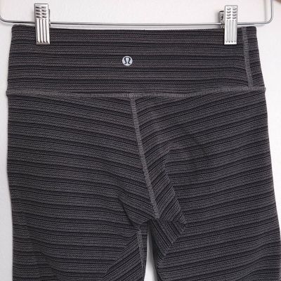 Lululemon Wunder Under Crop II Textured Stripe Slate Deep Coal Leggings Size 4