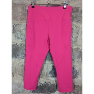 Zyia Active Leggings Woman's 12 Bright Pink Capri Yoga Athletic Side Pockets