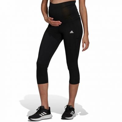 Adidas Women’s Maternity High Waisted Capri Leggings Size Small Black w/ Pocket