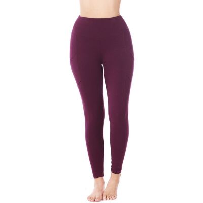 Zenana Better Cotton Wide waistband pocket leggings (DK Plum)-Large