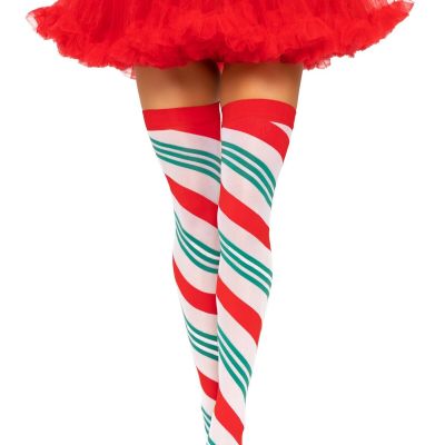 Leg Avenue Holiday Ribbon Thigh Highs Swirl Candy Candy Stockings
