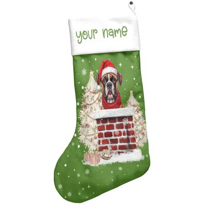 Personalized Boxer Dog Christmas Stocking, Cute Boxer Xmas Stocking (Style 6)