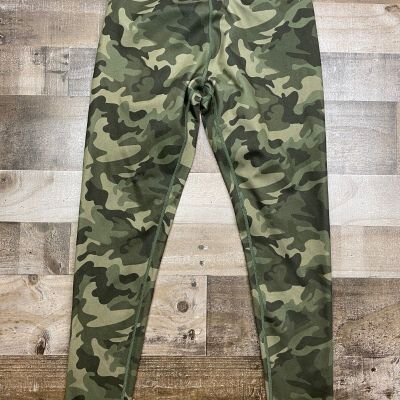 Balance Collection Womens Leggings Sz Large Green Camo Stretch Workout High Rise