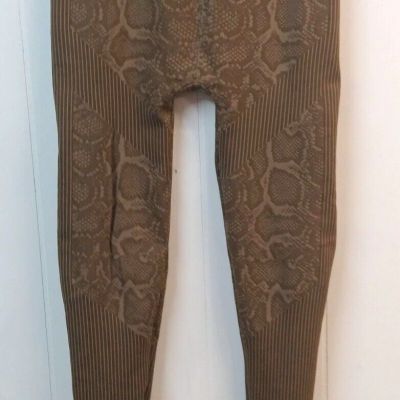 Nikibiki WM One Size Leggings Brown Snake Print Stripe Luxury Textured Made USA