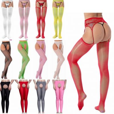 Women Spandex Long Pants Hollow Out Crotchless Trousers Seamless Stocking Tights