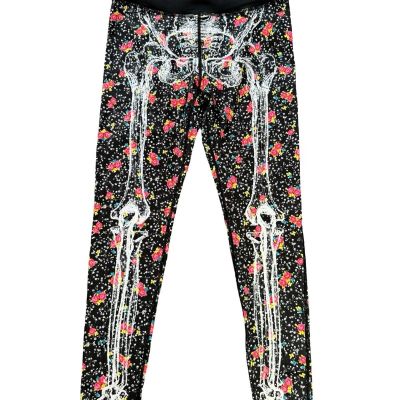 Iron Fist Athletic Unique Ditzy Skull Skeleton Flowers Goth Gym Workout Leggings