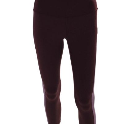 Lululemon Womens Velvet Detail Mid-Rise Activewear Leggings Burgundy Size 6