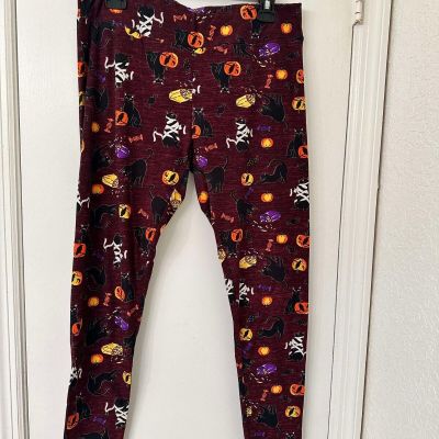 Way to Celebrate Halloween Leggings - Black Cats & Pumpkins Size L