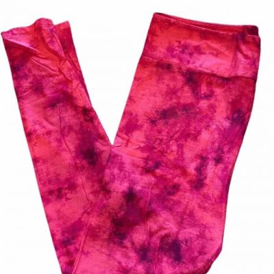 LuLaRoe Womens Leggings Size TC2 Pink Purple Tie Dye Acid Wash Plus 18+ NWT