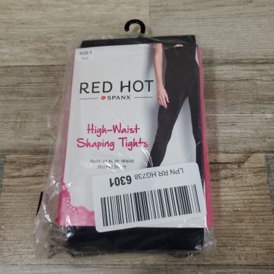 RED HOT by SPANX High Waist Shaping Tights 1838 Size 1 Black Hose Pantyhose NEW