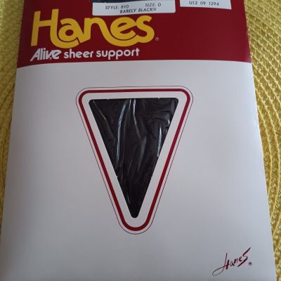 Hanes Alive Pantyhose Full Support Size D Style 810 Control Top Barely Black