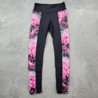 Athleta Leggings Womens Small Black Pink Tie Dye Sides Athleisure Yoga Workout