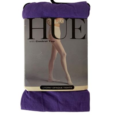 HUE Opaque Purple Tights With Control Top Nylon Lycra One Size Fits Most