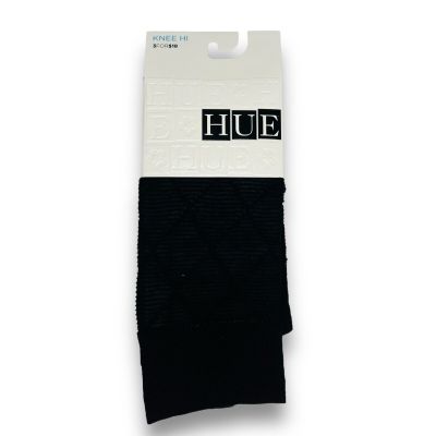 HUE Striped Diamond Knee Highs Black Womens One Size Fashion Knee Highs 1 Pair